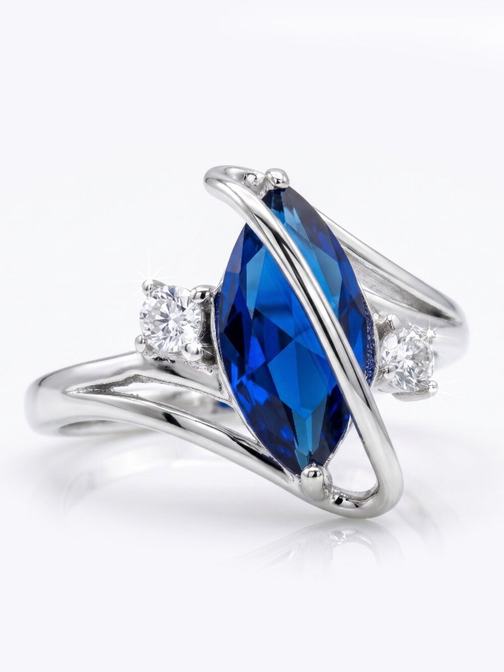 Blue Sapphire Gemstone marquise ring, 925 Sterling Silver Charmed Aroma